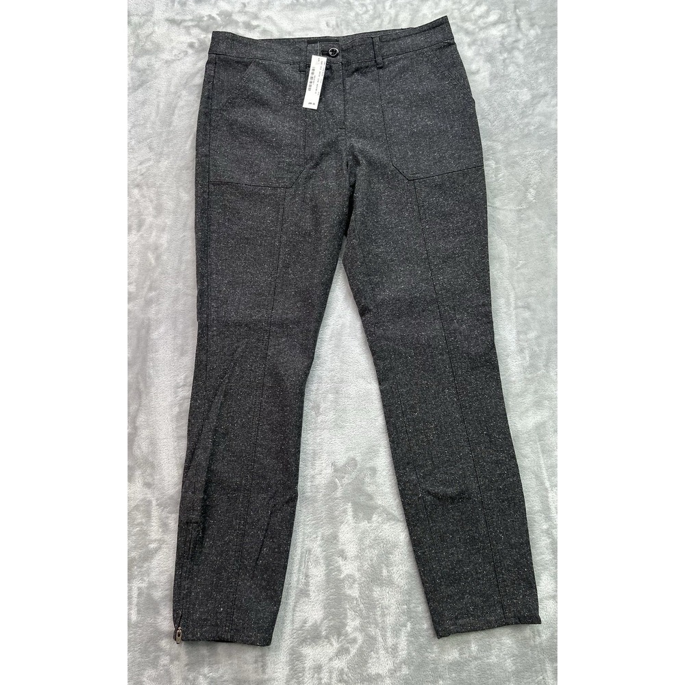 New J. Crew Pants Womens 10 Utility Skinny Herringbone Zip Ankle Pant Charcoal